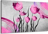 Peinture sur toile Tulipe | Gris, rose, noir | 140x90cm 1 Liège