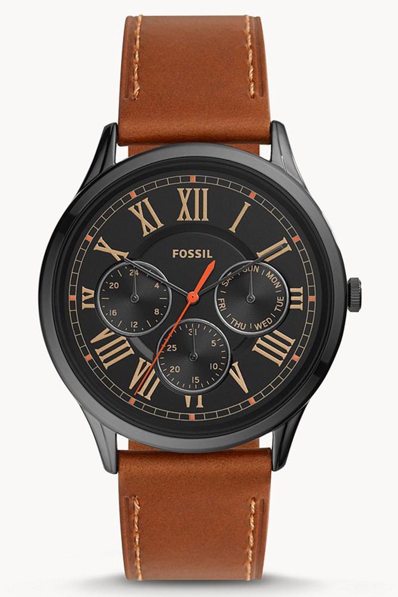 Fossil Pierce FS5702 Horloge - Leer - Bruin - Ø 44 mm