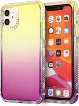 Voor iPhone 12 mini 3 in 1 Dreamland PC + TPU Gradient Tweekleurige transparante rand beschermhoes (geel paars)