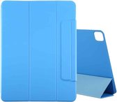 Voor iPad Pro 12,9 inch (2020) Horizontale flip Ultradunne dubbelzijdige clip Magnetische PU lederen tas met drievoudige houder en slaap / waakfunctie (blauw)