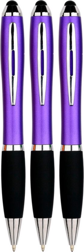 3 Stuks - Touch Pen - 2 in 1 Stylus Pen voor smartphone en tablet - Paars