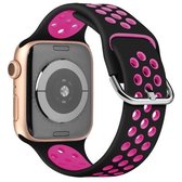 Tweekleurige siliconen horlogeband voor Apple Watch Series 6 & SE & 5 & 4 40 mm / 3 & 2 & 1 38 mm (zwart rose rood)