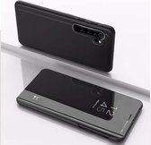 Voor Xiaomi Note 10 vergulde spiegel horizontale flip lederen hoes met standaard mobiele telefoon holster (zwart)