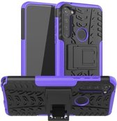 Voor Motorola Moto G Stylus Tyre Texture Shockproof TPU + PC beschermhoes met houder (paars)