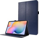 Voor Samsung Galaxy Tab S7 T870 2-opvouwbare zakelijke horizontale flip PU lederen tas met kaartsleuven en houder (donkerblauw)