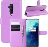 Voor OnePlus 7T Pro Litchi Texture Horizontale Flip Leren Case met Portemonnee & Houder & Kaartsleuven (Paars)