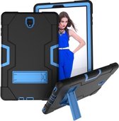 Voor Galaxy Tab S4 10.5 T830 Contrastkleur Siliconen + PC Combinatiehoes met houder (zwart + blauw)