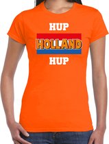 Oranje fan t-shirt voor dames - hup Holland hup - Nederland supporter - EK/ WK shirt / outfit S