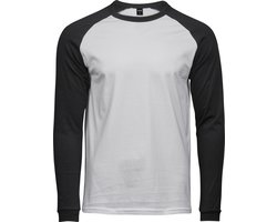 Tee Jays Herenshirt met lange mouwen Baseball T-Shirt (Wit/zwart)