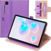 Voor Galaxy Tab S6 Lite P610 / P615 Retro Texture PU + TPU Horizontale Flip Leather Case met houder & kaartsleuven & draagriem (paars)