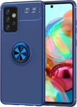 Voor Samsung Galaxy A52 5G metalen ringhouder 360 graden roterende TPU-hoes (blauw + blauw)