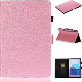 Voor Galaxy Tab S6 T860 Varnish Glitterpoeder Horizontaal Flip Leather Case met houder & kaartsleuf (roze)