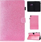 Voor Galaxy Tab S5e T720 Varnish Glitterpoeder Horizontaal Flip Leather Case met houder en kaartsleuf (roze)