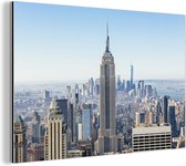 Wanddecoratie Metaal - Aluminium Schilderij Industrieel - Skyline van New York met het Empire State Building - 120x80 cm - Dibond - Foto op aluminium - Industriële muurdecoratie - Voor de woonkamer/slaapkamer