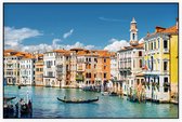 Canal Grande met gondels en kleurrijke gevels in Venetië - Foto op Akoestisch paneel - 90 x 60 cm