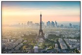 De Eiffeltoren voor La Defense skyline van Parijs - Foto op Akoestisch paneel - 225 x 150 cm