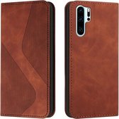 Voor Huawei P30 Pro Skin Voel je Magnetisch S-type Effen Kleur Horizontale Flip Lederen Case met Houder & Kaartsleuf & Portemonnee (Bruin)