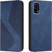 Voor OPPO Realme 7 Pro Skin Feel Magnetisch S-type Effen Kleur Horizontale Flip Lederen Case met Houder & Kaartsleuf & Portemonnee (Blauw)