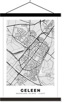 Posterhanger incl. Poster 60x90 cm - Schoolplaat - Stadskaart - Geleen - Grijs - Wit - Textielposter - Zwarte latten
