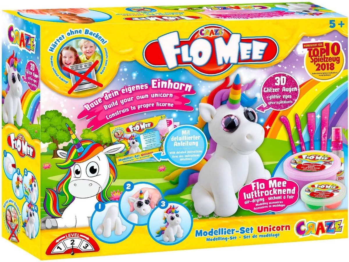 Craze Boetseerset Flo Mee Unicorn Meisjes Foam 9-delig - Flo Mee