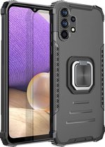 Samsung Galaxy A32 5G Hoesje met Metalen Magnetische Kickstand Zwart