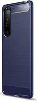 Sony Xperia 1 III Hoesje Geborsteld TPU Flexibele Back Cover Blauw