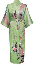 KIMU® kimono groen satijn - maat L-XL - ochtendjas yukata kamerjas badjas - onder de knie