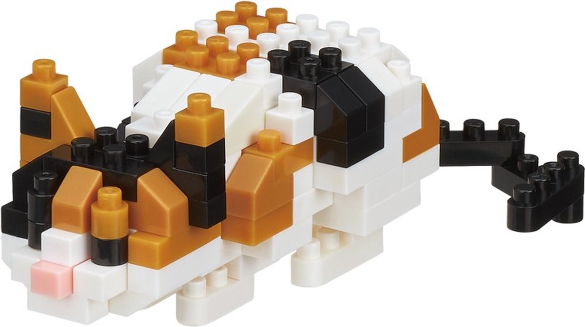 Bandai - Nanoblock - Chat Calicot - Mini figurine en briques - Jeu de construction - Kit construction figurines animaux chat tricolore pixel - NBC265