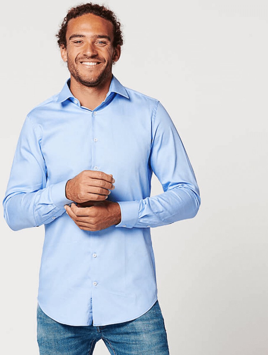 SKOT Duurzaam Overhemd Heren - Hemd Volwassenen - Circular Blue - Slim Fit - Blauw - Maat XL