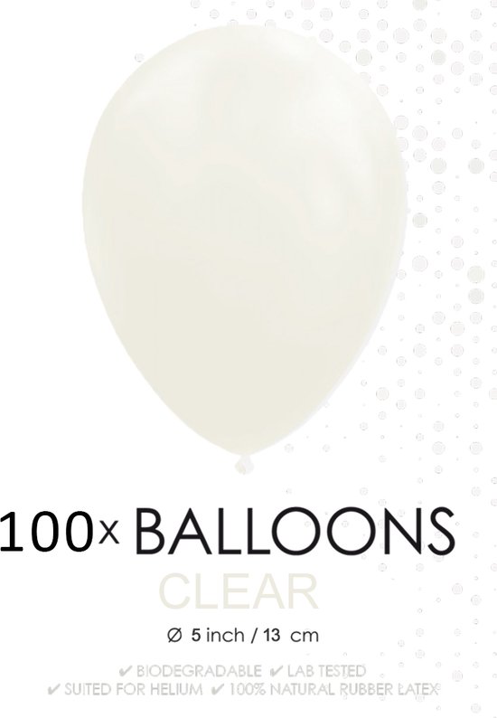 5 inch ballonnen doorzichtig 100 stuks.