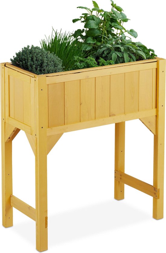 relaxdays Moestuinbak op poten hout kweektafel balkon