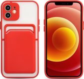 Skin Feel TPU + Frosted Translucent PC Schokbestendige beschermhoes met kaartsleuf voor iPhone 11 Pro Max (rood)