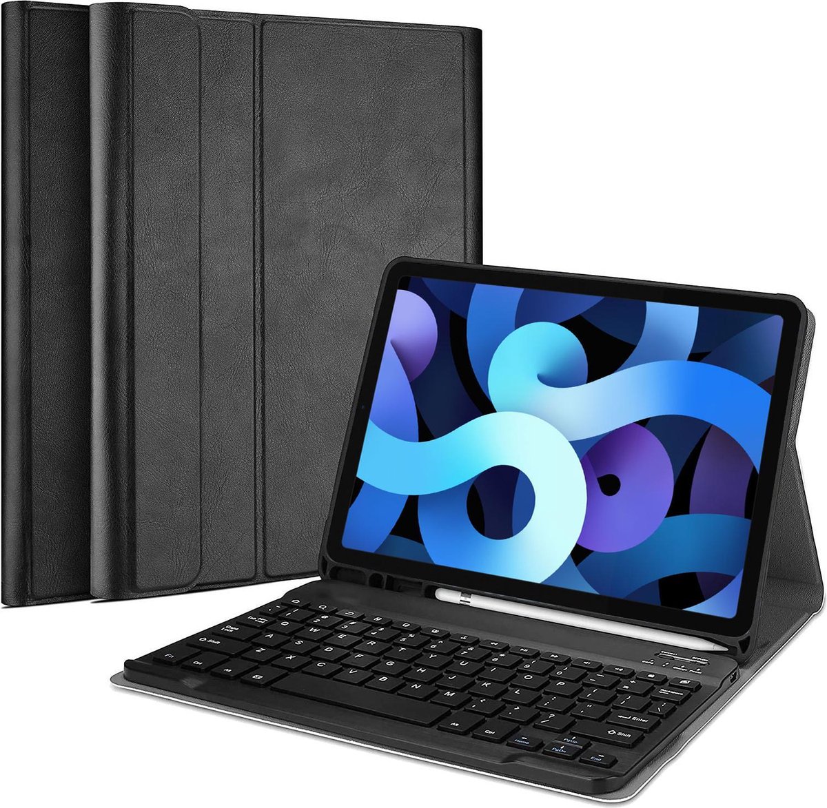 Cazy tablet Hoes met Toetsenbord geschikt voor iPad Air 5 (2022) / Air 4 (2020) - QWERTY Bluetooth Keyboard Case - Zwart