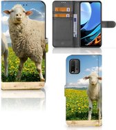 Telefoon Hoesje Xiaomi Redmi 9T | Poco M3 Wallet Book Case met foto Schaap en Lammetje