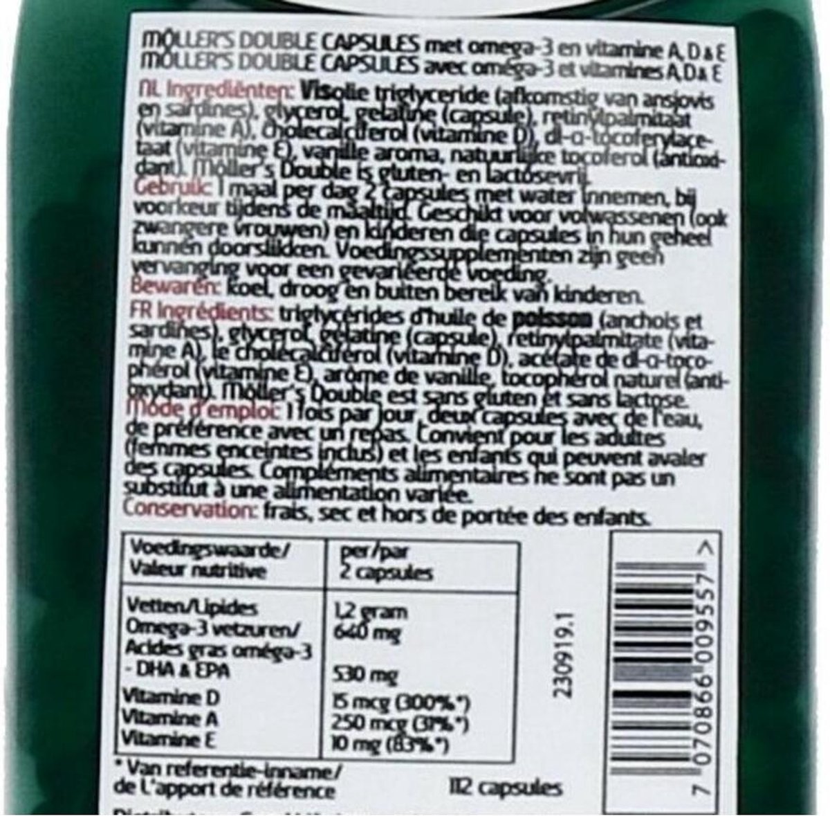 Vertrappen Dosering schrobben Mollers Omega-3 Double Visolie - 112 Capsules - Visolie -  Voedingssupplement | bol.com