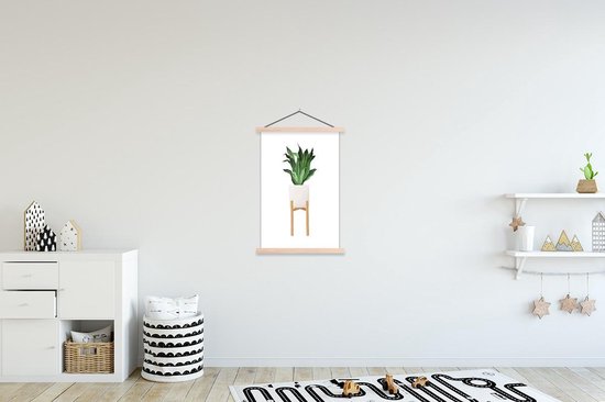 Support pour affiches avec affiche 60 x 90 cm - Affiche scolaire - Plantes - Pot de fleurs - Wit - Affiche textile - Lattes vierges