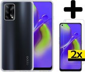 Oppo A74 4G Hoesje Transparant Siliconen Case Met 2x Screenprotector - Oppo A74 Case Hoesje - Oppo A74 4G Hoes Cove Met 2x Screenprotectorr - Transparant