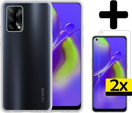 Hoesje - Met 2x Screenprotector - Geschikt voor OPPO A74 4G - Sterk & Shockproof - Back Cover - Siliconen Case - Telefoon Hoes - Telefoonhoesjes - Transparant