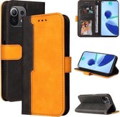 Voor Xiaomi Mi 11 Lite Zakelijke Stiksels-Kleur Horizontale Flip PU Lederen Case met Houder & Kaartsleuven & Fotolijst (Oranje)