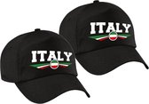 4x stuks italie / Italy landen pet / baseball cap zwart volwassenen