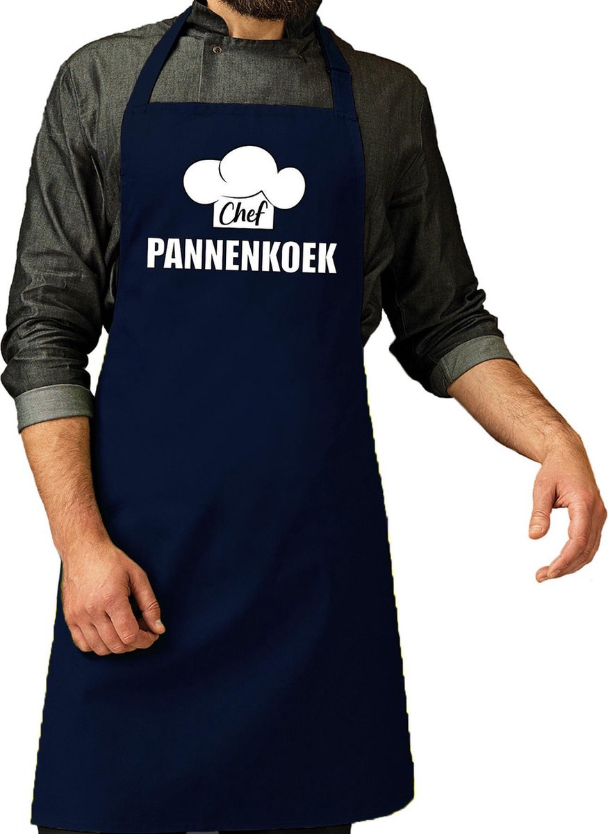 Chef pannenkoek keukenschort - navy - voor heren - kookschorten - keuken - Koningsdag - Nederland