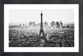 JUNIQE - Poster in houten lijst Paris Skyline -30x45 /Grijs & Wit