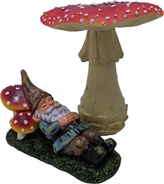 Ensemble statue et champignon de nain de jardin paresseux 20 cm - nain de  jardin, Des