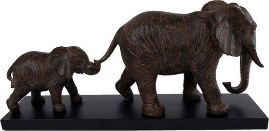 Gifts Amsterdam Sculptuur Elephant Famliy 49 Cm Polyresin Bruin