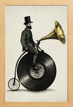 JUNIQE - Poster met houten lijst Music Man -13x18 /Ivoor & Zwart