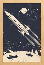 JUNIQE - Poster in houten lijst Space Rocket II -20x30 /Blauw