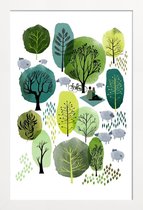 JUNIQE - Poster met houten lijst Spring Forest -13x18 /Groen