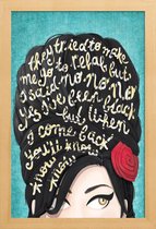 JUNIQE - Poster in houten lijst Rehab songtekst -40x60 /Blauw & Rood