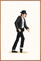 JUNIQE - Poster met kunststof lijst Moonwalk dans -13x18 /Wit & Zwart