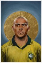 JUNIQE - Poster in kunststof lijst Football Icon - Ronaldo -30x45